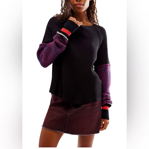 Free People Tops - Free People Mod About You Cuff Raglan Sweater